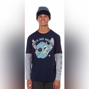 Disney Stitch Long Sleeve & Matching Beanie, Adult sizes XS, Small & Med NWT